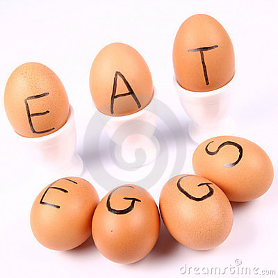 Eggs With An Inscription Eat Eggs Royalty Free Stock Photos   Image