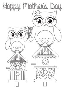 Happy Mother S Day   Owls Coloring Printable Pinned By Www Myowlbarn