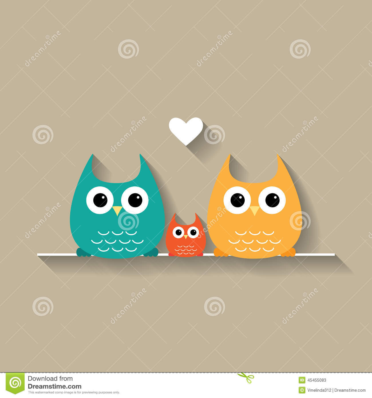 Happy Owl Family Stock Vector   Image  45455083