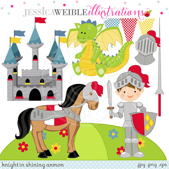 Knight In Shining Armor Cute Digital Clipart   Commercial Use Ok    