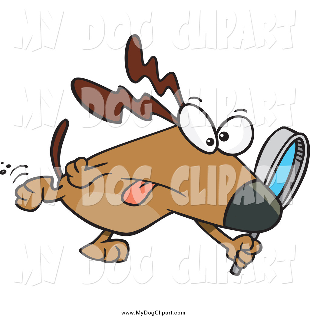 Larger Preview  Clip Art Of A Cartoon Searching Dog Looking Through A