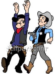 Old West Sheriff Arresting A Bad Guy Royalty Free Clipart Picture