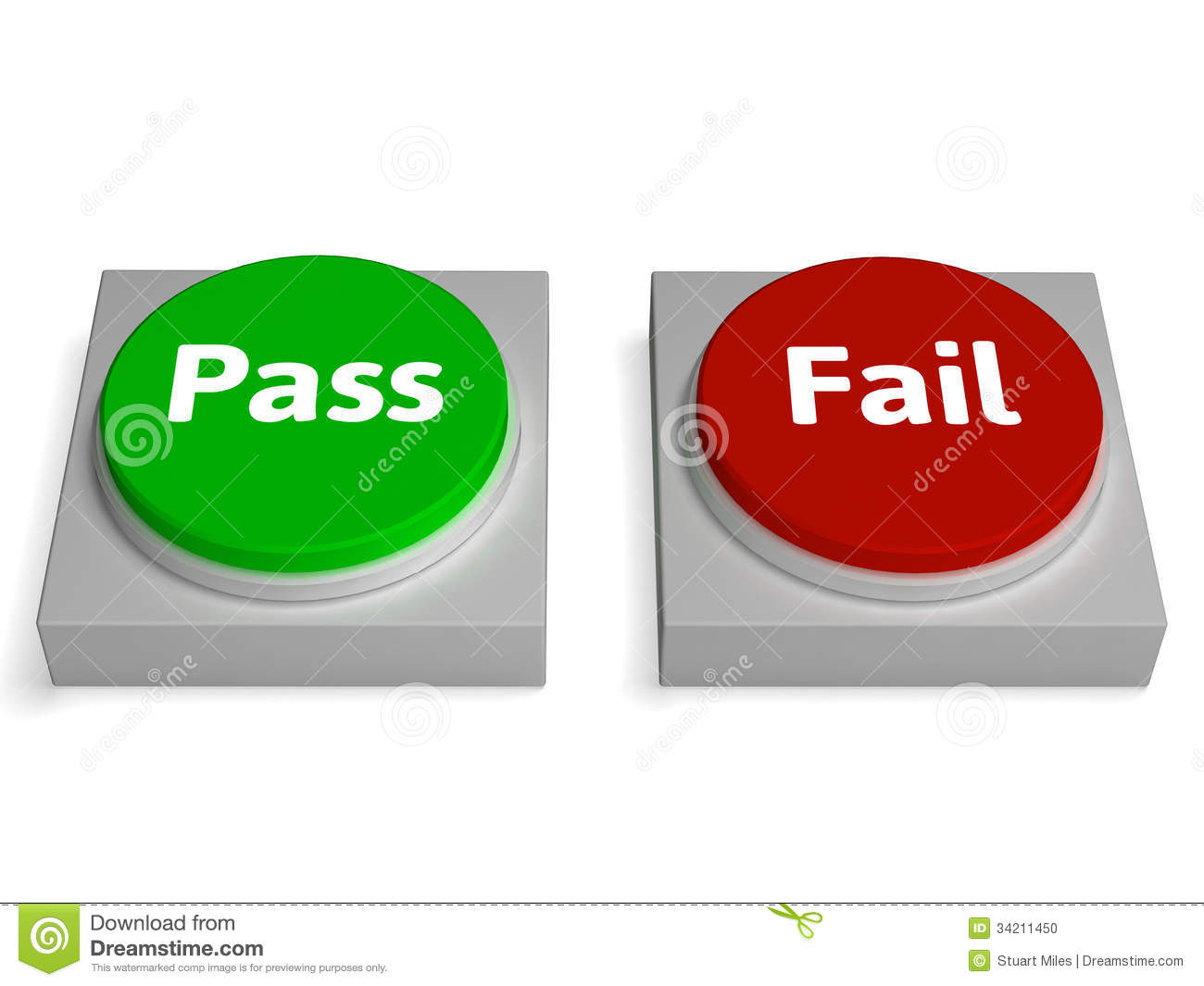Pass Fail Buttons Shows Passed Or Failed Stock Photo   Image  34211450