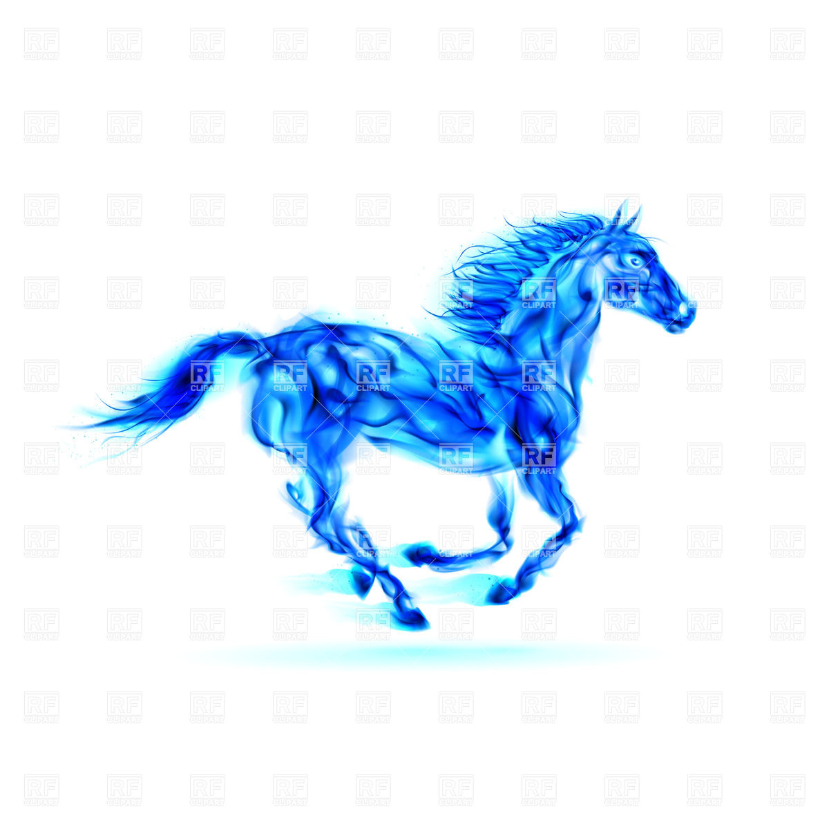 Running Blue Fire Horse On White Background 24886 Plants And Animals    