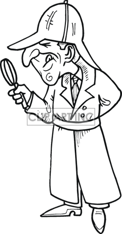 Searching Magnifying Glass Crime Private001 Bw Clip Art People Police