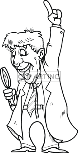 Searching Magnifying Glass Crime Private005 Bw Clip Art People Police