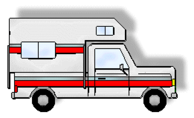 Truck Clip Art Of A Silver Or Gray Truck With A Cabover Camper Facing