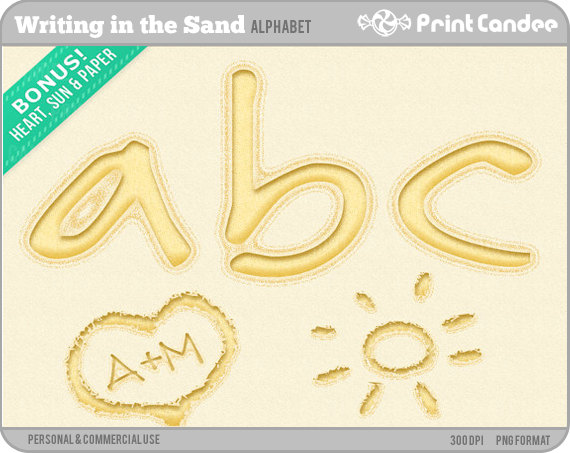 Writing In The Sand Alphabet   Digital Clip Art Personal And
