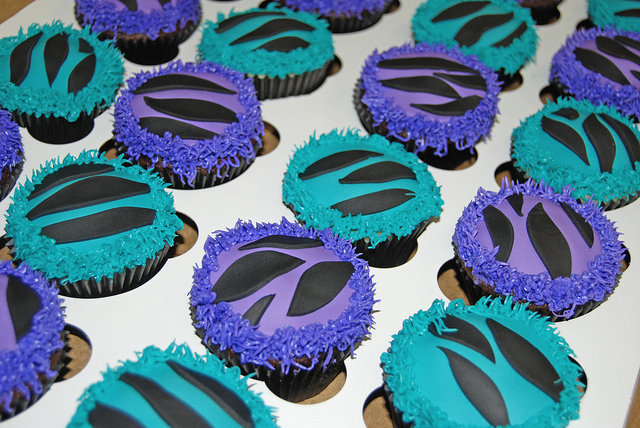 16th Birthday Purple And Aqua Zebra Print Cupcakes   Flickr     Photos