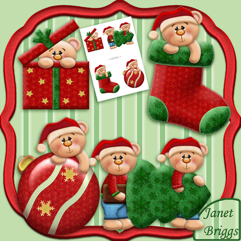 Bear Get Ready For Christmas Clipart Digital Download