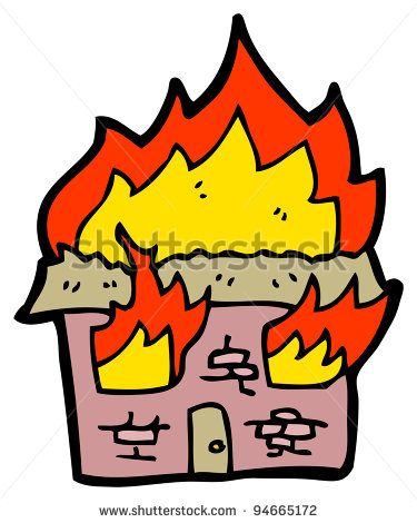 Burning House Cartoon Stock Photo 94665172   Shutterstock