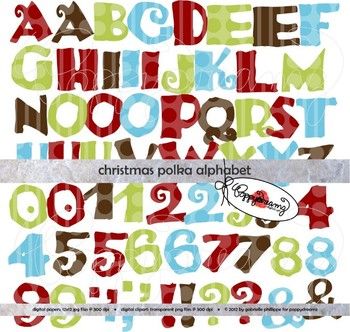 Christmas Polka Alphabet Digital Clipart Letters And Numbers By Poppy    