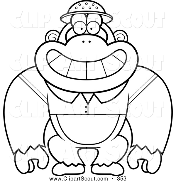Clipart Of A Friendly Black And White Gorilla Explorer By Cory Thoman