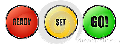 Colourful Ready Set Go Buttons Royalty Free Stock Images   Image