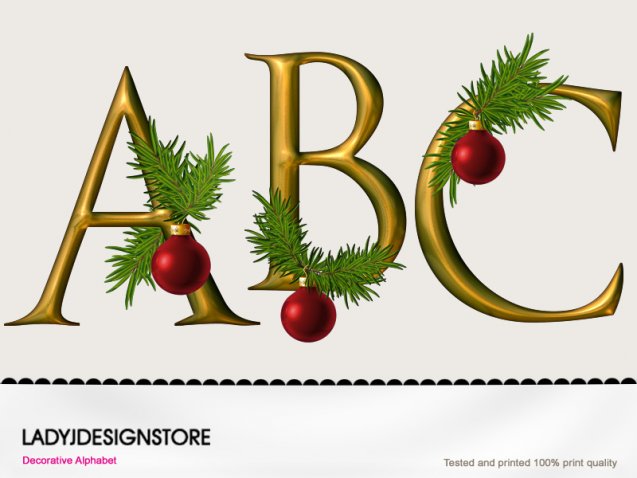 Decorative Gold Christmas Alphabet Decorative Gold Christmas Alphabet    