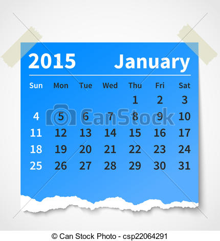 Eps Vectors Of Calendar January 2015 Colorful Torn Paper Vector