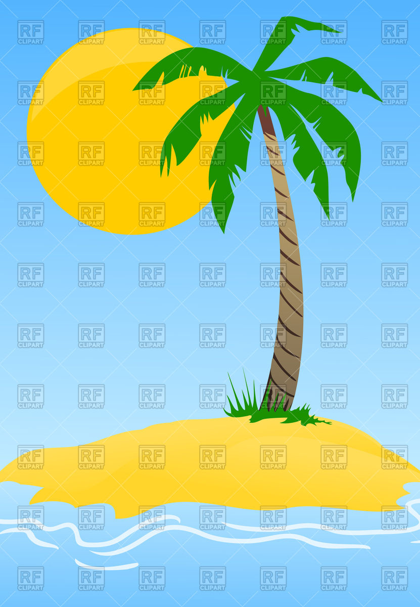Island With Palm Tree In Sea 81236 Download Royalty Free Vector