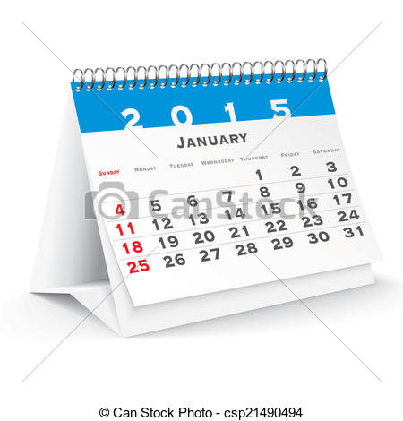 January 2015 Desk Calendar   Vector Illustration