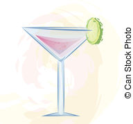 Pink Cocktai   Vector Illustration Of Pink Cocktail In A
