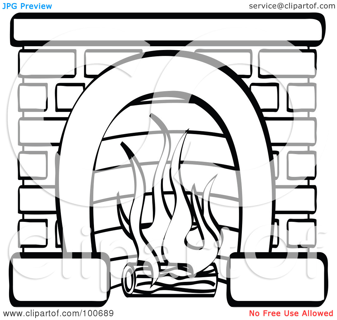Rf  Clipart Illustration Of A Coloring Page Outline Of A Log Burning