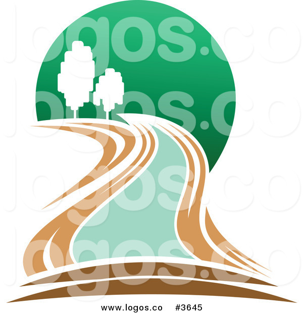 Royalty Free Clipart Illustration Of A River And Forest Logo  This