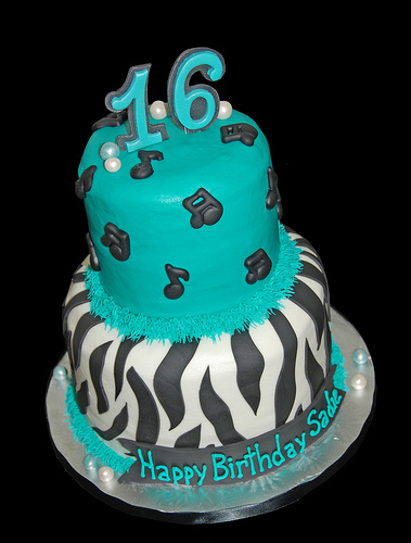 View Fullsize More Black And Turquoise Zebra Cake With Music Notes For