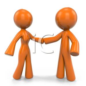 An Orange Man And Woman Shaking Hands Image Clipart