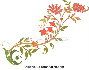 Art   Fancy Pink Flower With Green Leaves  Fotosearch   Search Clipart