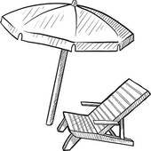 Beach Chair And Umbrella Sketch