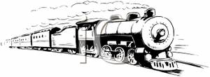 Black And White Cartoon Locomotive Train Royalty Free Clipart