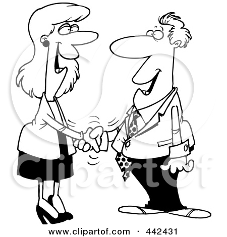 Business Man And Woman Shaking Hands   Royalty Free Vector Clipart