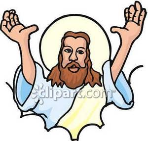     Christ Holding His Hands In The Air   Royalty Free Clipart Picture