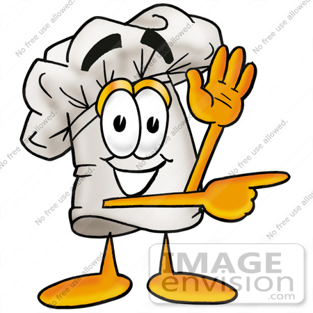 Clip Art Graphic Of A White Chefs Hat Cartoon Character Waving And