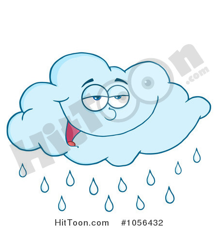 Clip Art Illustration Of A Pleased Blue Rain Cloud Rainy Clip Art