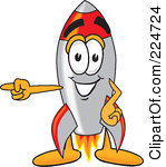 Clipart Illustration Of A Rocket Mascot Cartoon Character Pointing