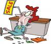 Deflated Store Clerk After A Huge Sale   Royalty Free Clipart Picture