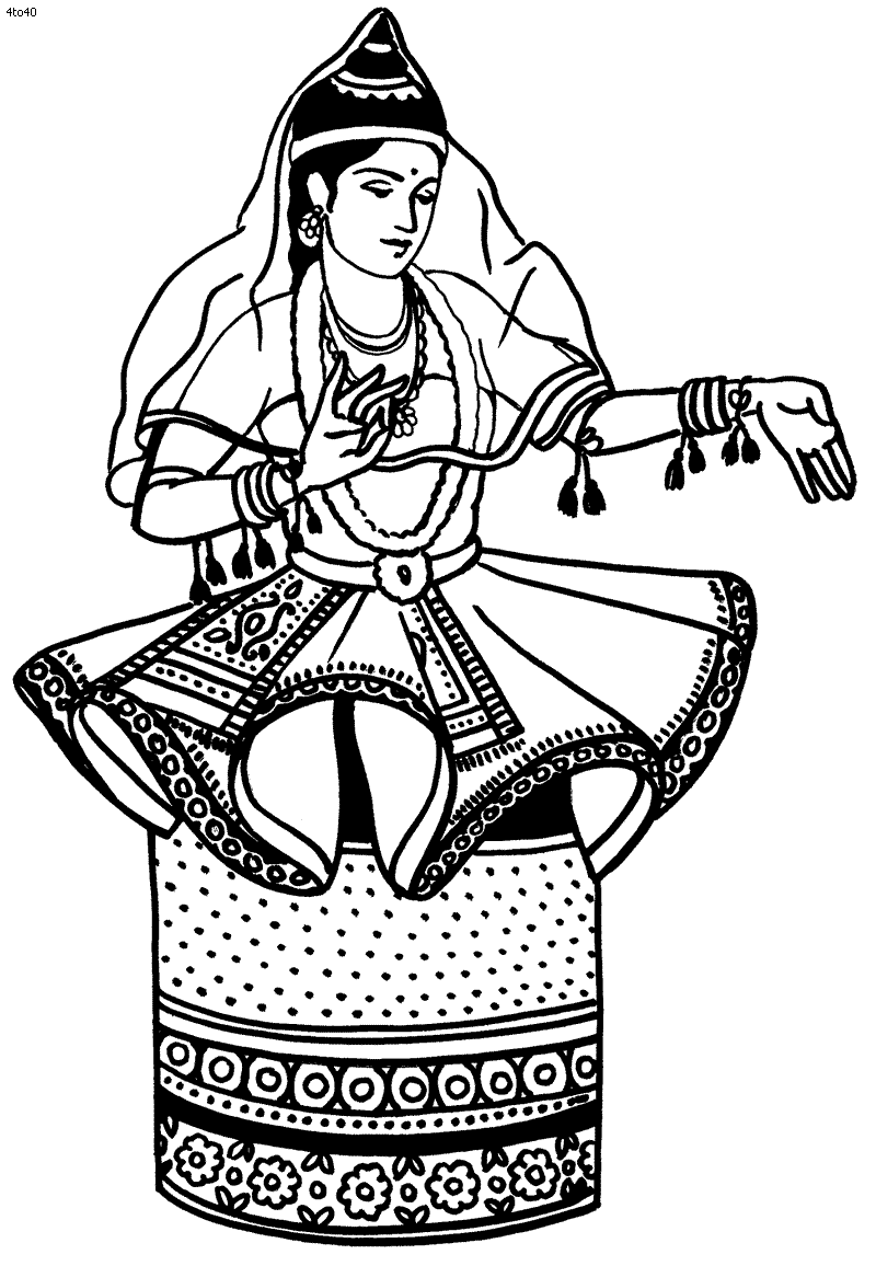 Folk Dances Of India Coloring Pages Indian Classical Manipuri