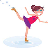 Girl Training Figure Skating On Ice   Clipart Graphic