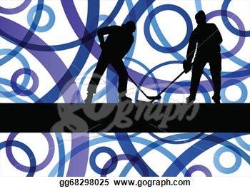 Hockey Players On Abstract Ice Field Colorful Lines Illustration