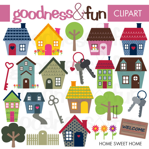 Home Sweet Home Clipart Digital House Clipart By Goodnessandfun