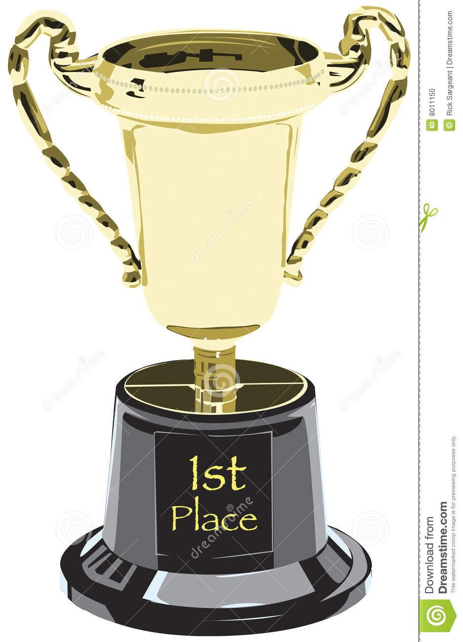 Of A Golden Trophy Cup With The Words First 1st Place On The Base