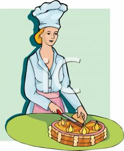 Pastry Chef Decorating A Cake   Royalty Free Clipart Picture
