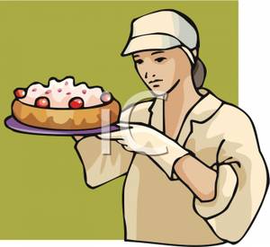 Pastry Chef With A Cake   Royalty Free Clipart Picture