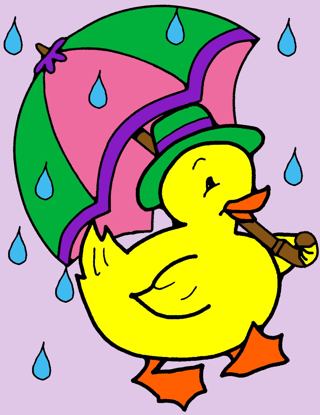 Related Pictures Duck With Umbrella Coloring Page