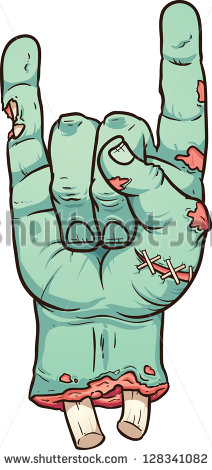Severed Zombie Hand Making Rock Sign  Vector Clip Art Illustration
