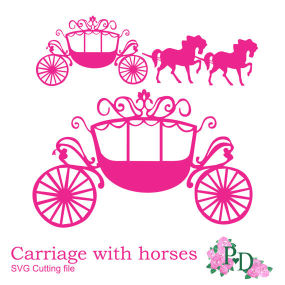 Svg Dxf Png Princess Carriage Horse Cutting File Digital Instant