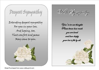 Two A5 Sympathy Cards With Verses   Card Making