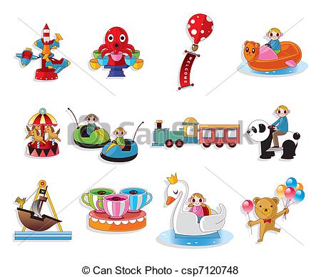 Vector   Cartoon Playground Equipment Icons Set   Stock Illustration