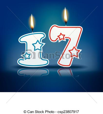 Vector Clip Art Of Birthday Candle Number 17   Birthday Candle Number