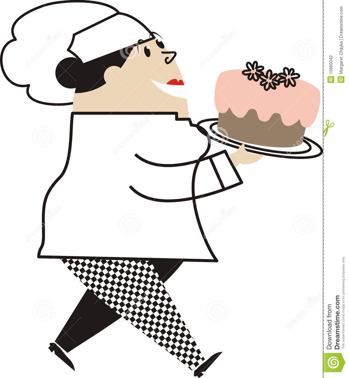Woman Chef Baker Baking Walking Decorated Cake Stock Photography